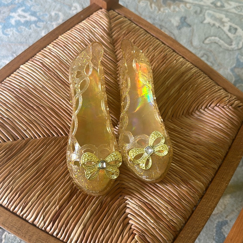 Disney Parks Princess Belle Beauty Beast Gold Bow Jelly Light-Up Sandal Sz 13/1